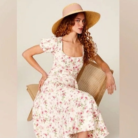 POLO RALPH LAUREN Elizabeth Floral Dress 2 Sweet Pea Garden Party Linen - Picture 2 of 14